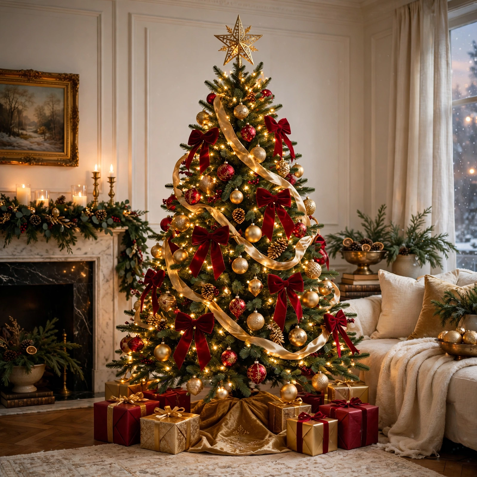 christmas tree ideas red and gold