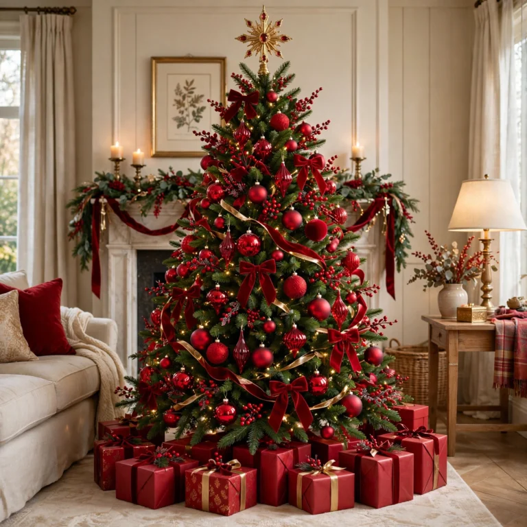 red christmas tree decorations ideas