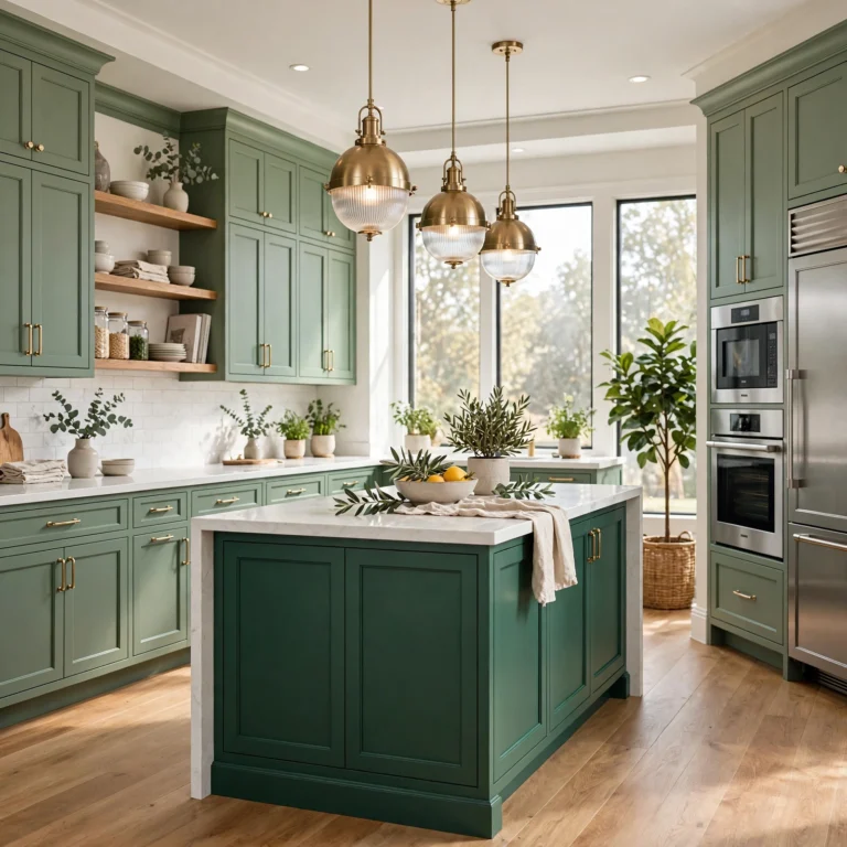 green kitchen cabinets