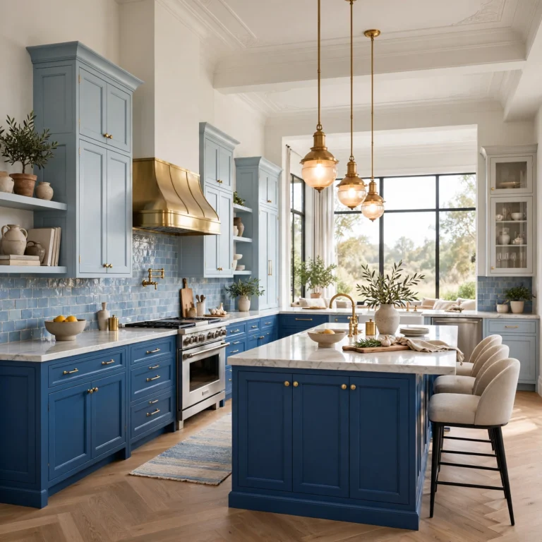 blue kitchen cabinets