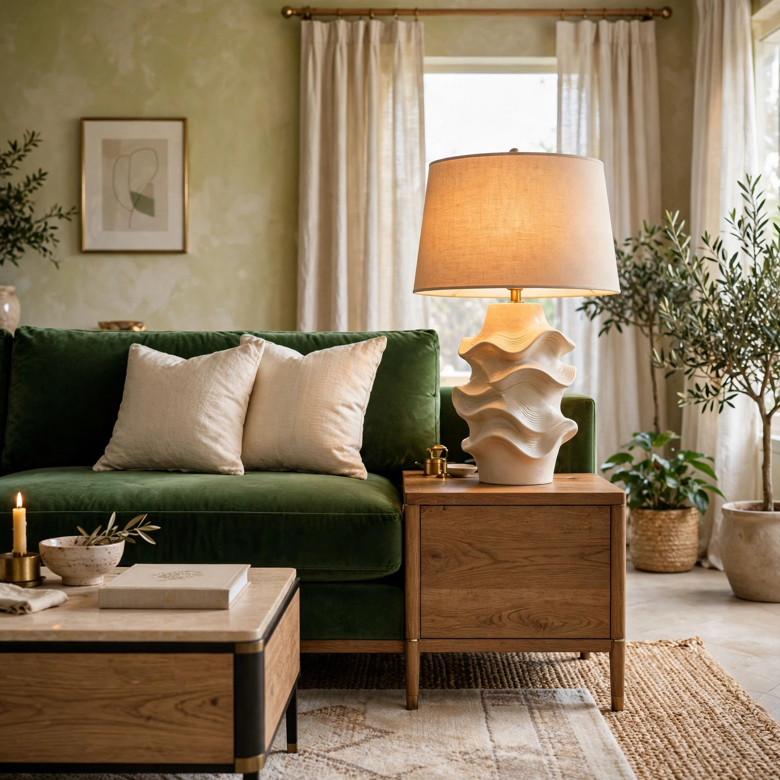 green couch living room